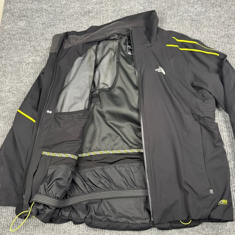 The North Face Jacket Mens L Black Ski Snowboard Shell Hooded Neon HyVent